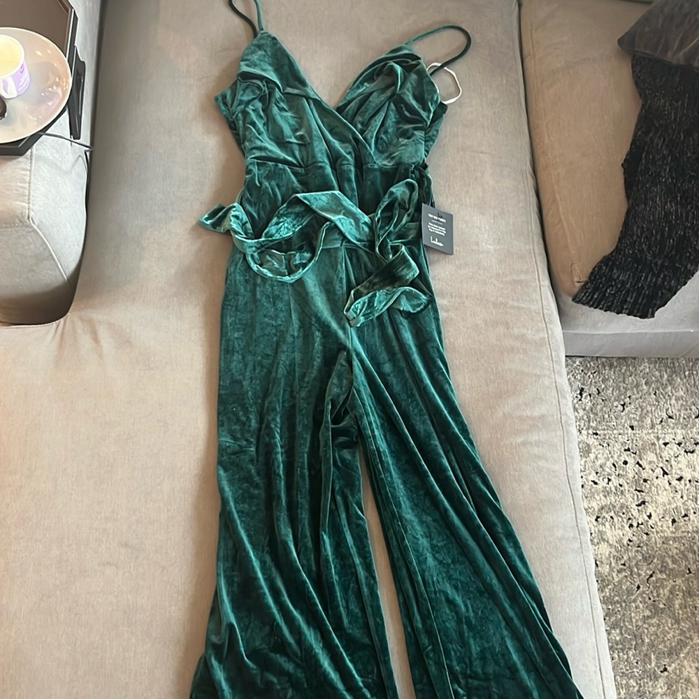 Lulu’s Emerald Green Velvet Jumpsuit